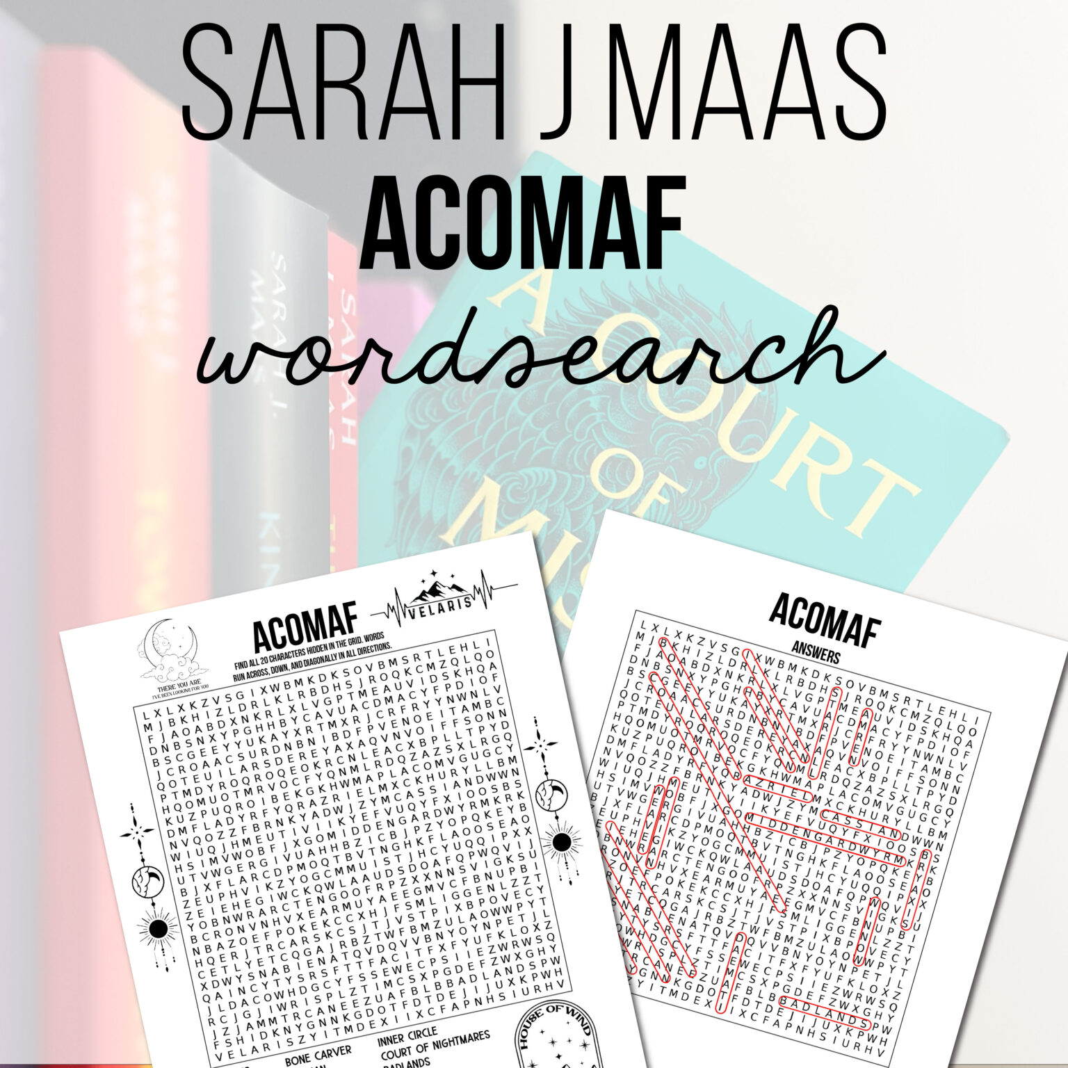 Acomaf Annotation A Court of Mist and Fury (ACOMAF) Word Search - Bookish Printables